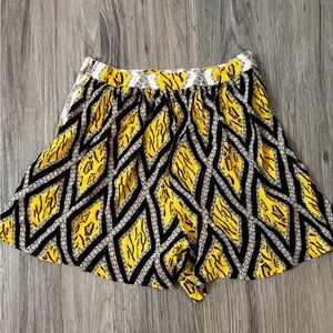 Topshop Yellow and Black Patterned Skater Skirt